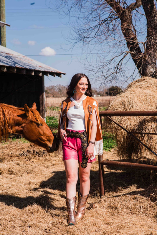 Pink Faux Leather Shorts - Big Country's Western WearSmall