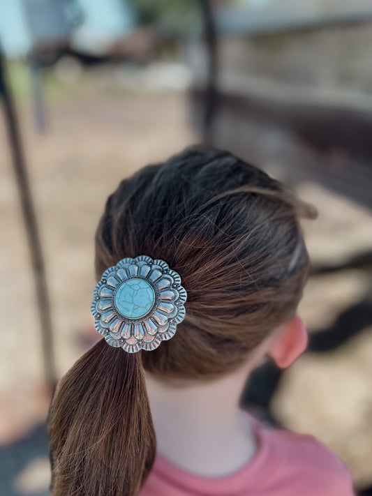 Ponytail Holder - Big Country's Western WearLarge Concho with Turquoise