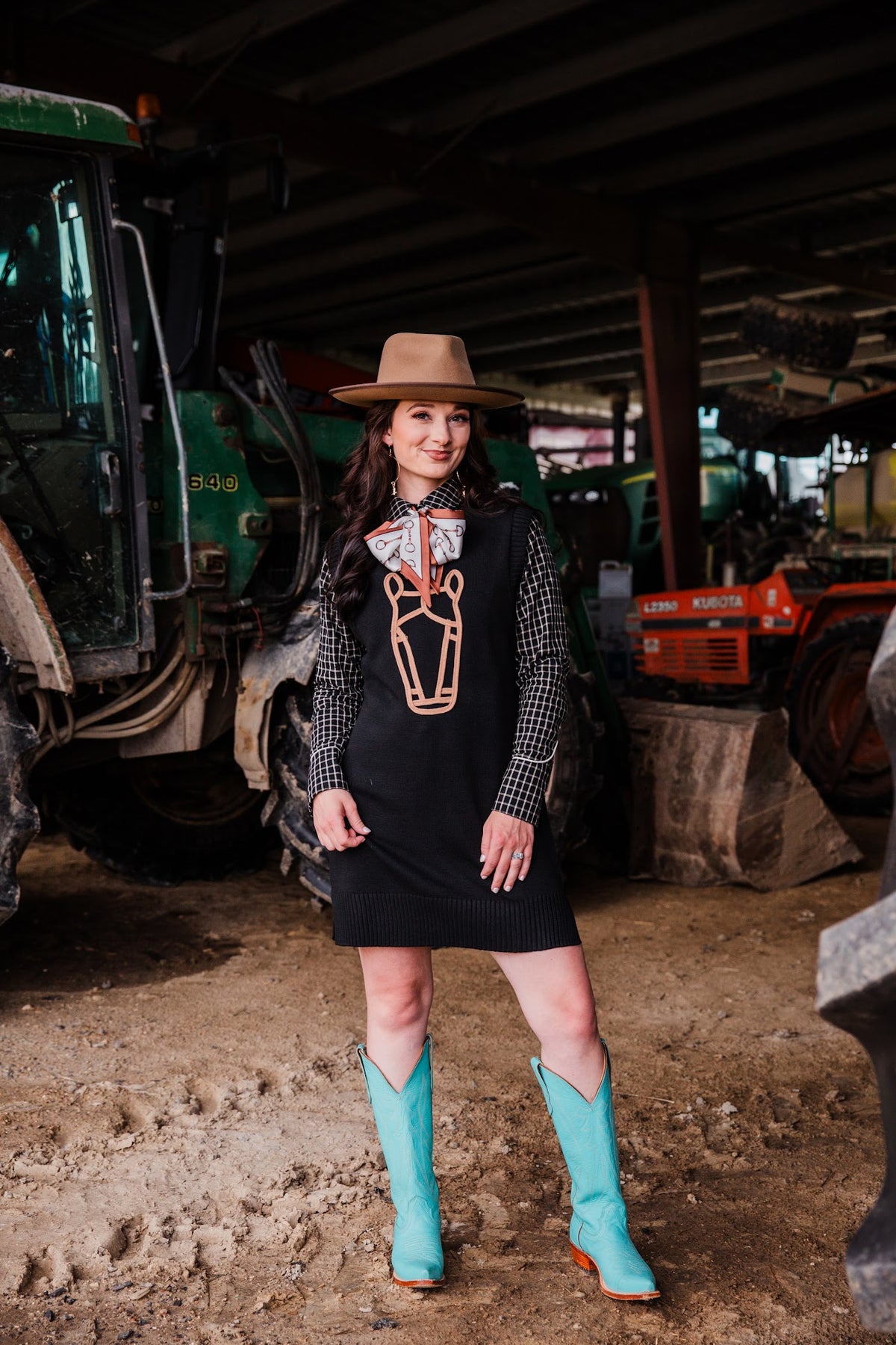 riggin horse sweater dress equestrian influence. Rodeo Hippie black dress