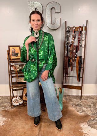 Sammy women’s stretchy wide leg jeans in light wash denim styled for an elevated Western outfit